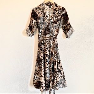 Safari Animal Print Wrap Dress
